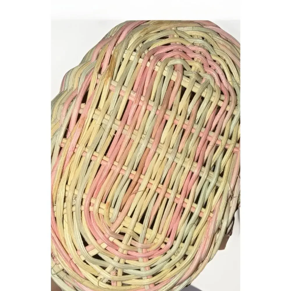 Vintage 1970’s Pastel Duck Wicker Basket with Handle Decorative Planter 8.5x5”